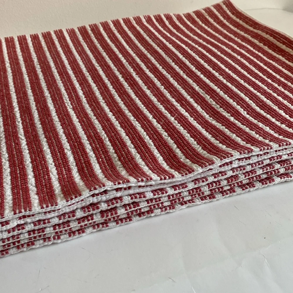 Williams Sonoma Red and White Striped Placemats Set of 6